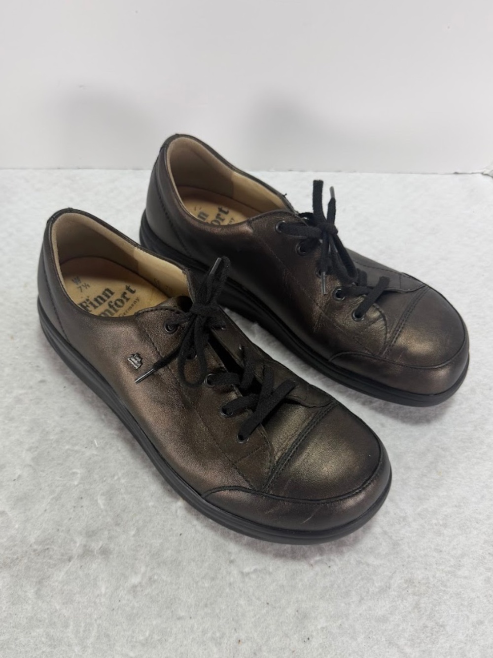 Finn Comfort Germany Womens 7.5 W Brown Leather Comfort Oxford Shoes Lace Up